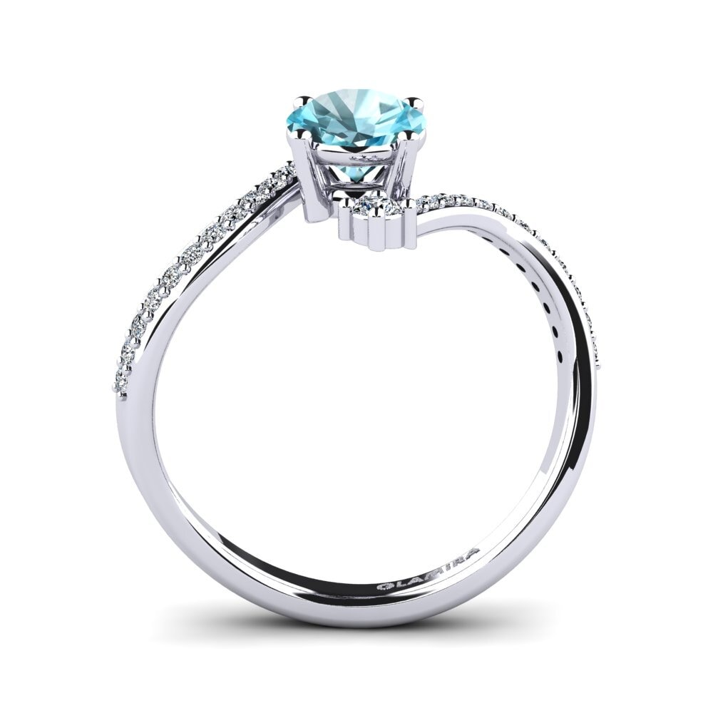 Round Blue Zircon Women's Ring Himawari