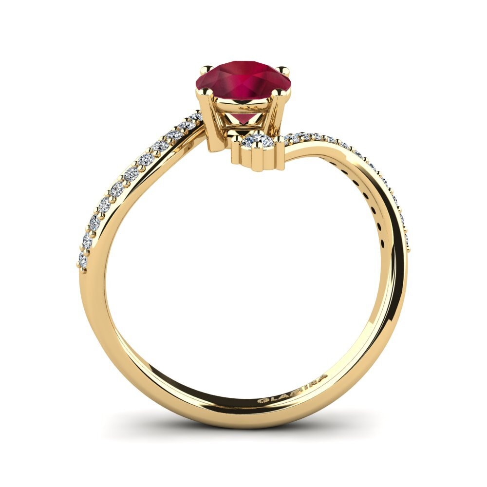 14ct Yellow Gold Ruby Women's Ring Himawari