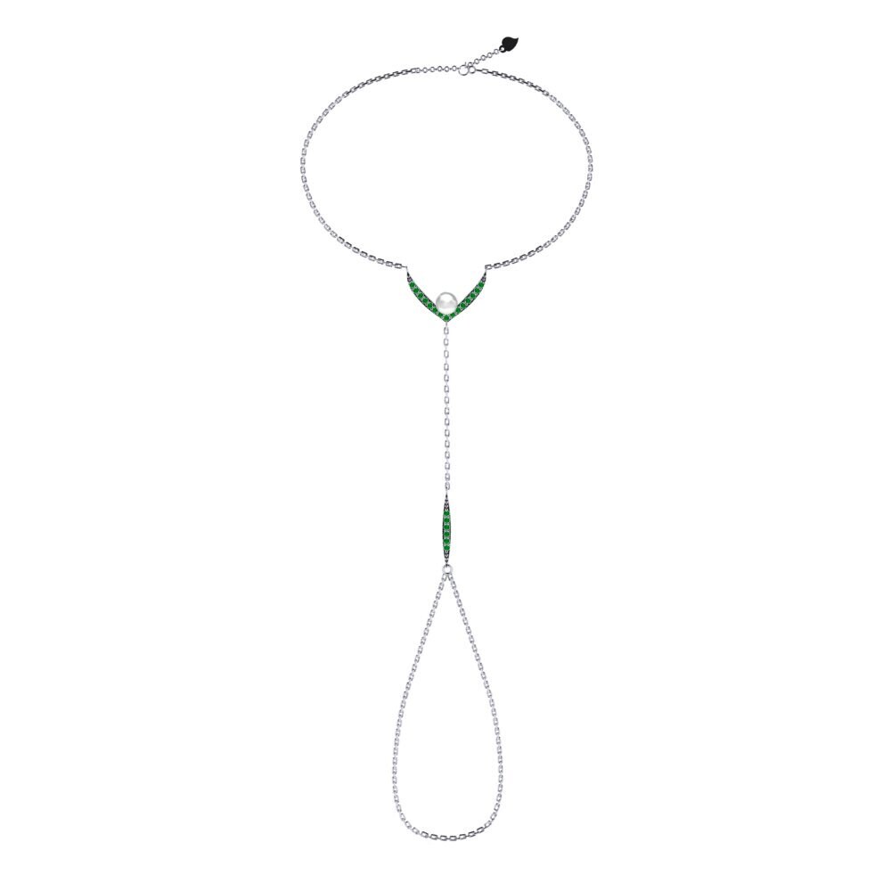 950 Platinum Emerald Finger Bracelet Hipu