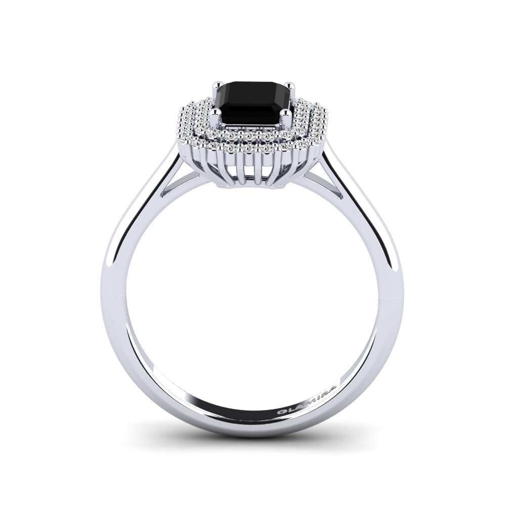 Ónix Negro Anillo de compromiso Hobnailed