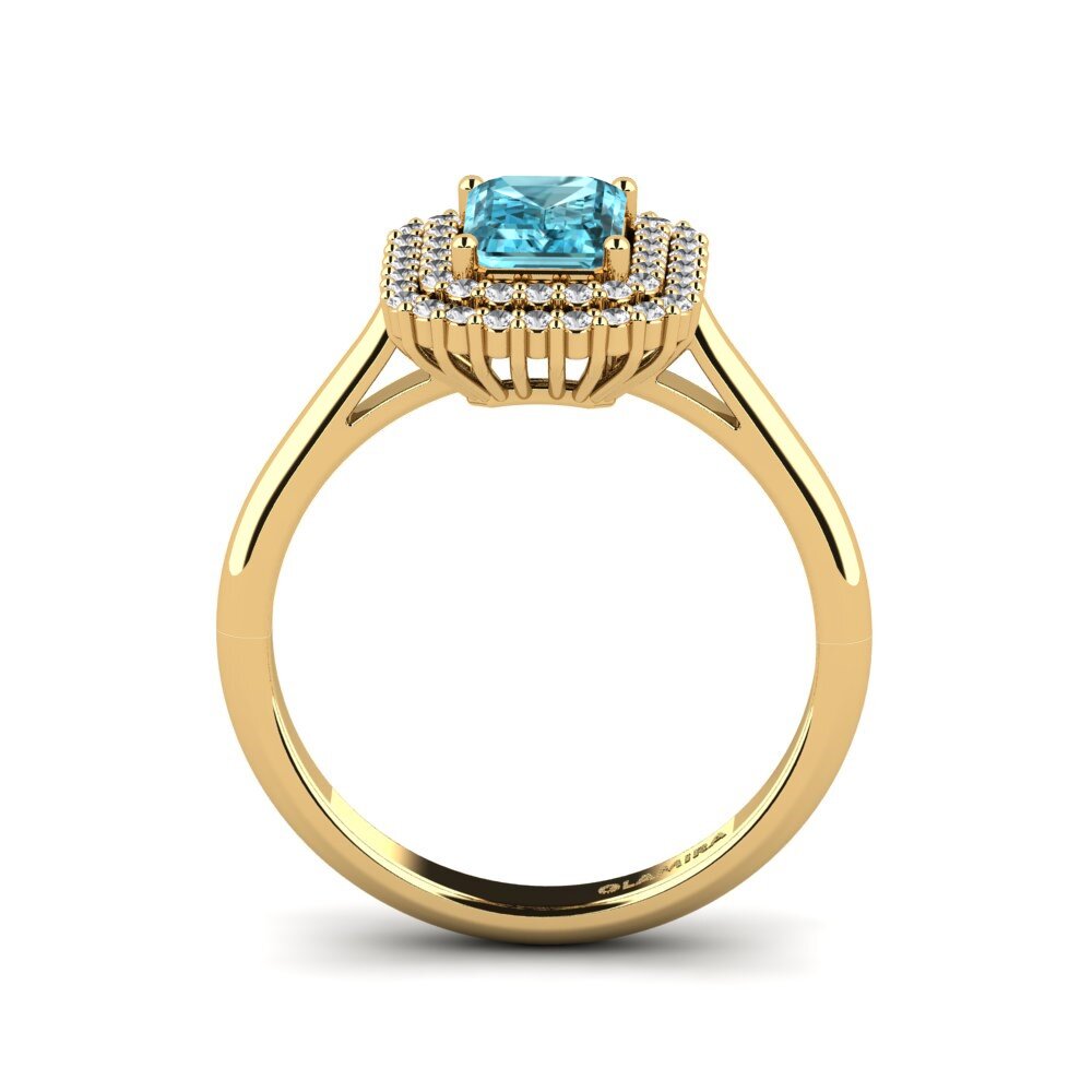 18ct Yellow Gold Engagement Ring Hobnailed