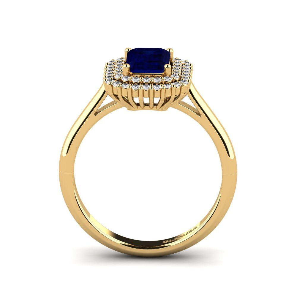 14k Oro Amarillo Anillo de compromiso Hobnailed