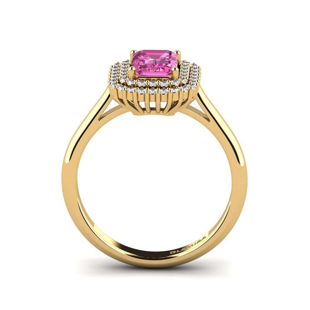 18ct Yellow Gold Engagement Ring Hobnailed