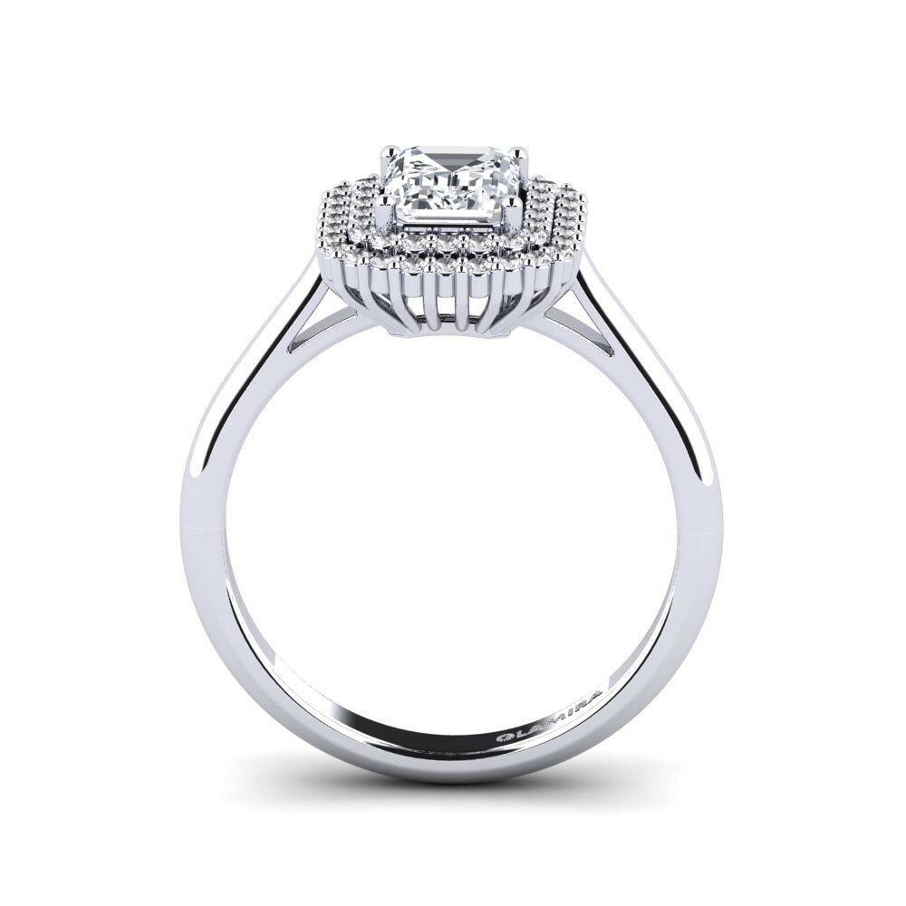 Circón Blanco Anillo de compromiso Hobnailed
