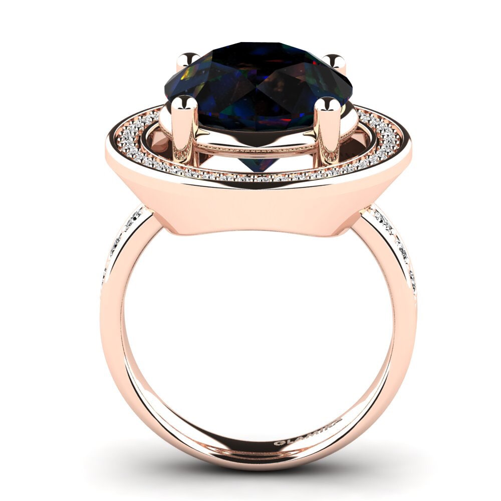 14k Oro Rosa Opalo Negro Anillo Holli