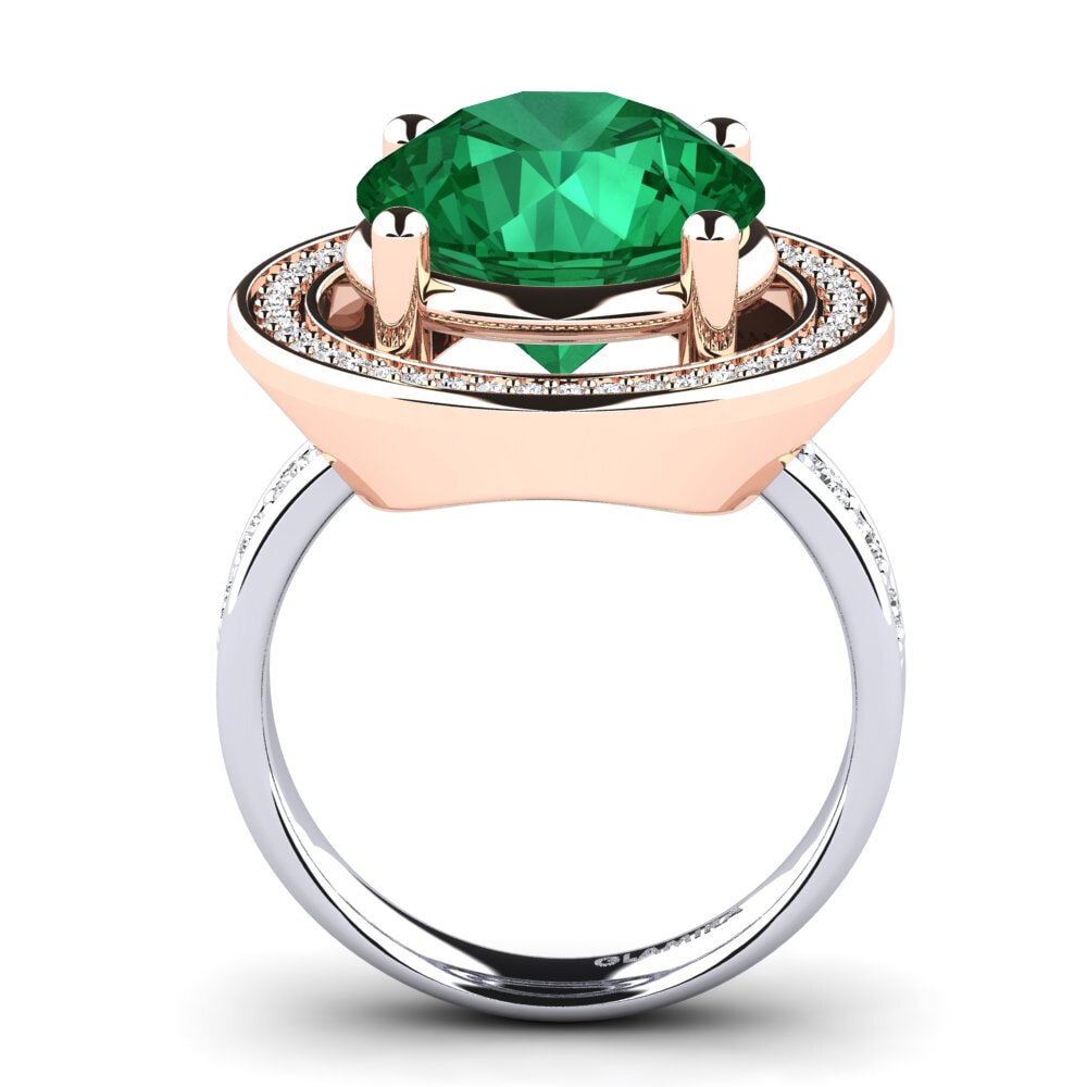 18ct White & Rose Gold Emerald (Lab Created) Ring Holli
