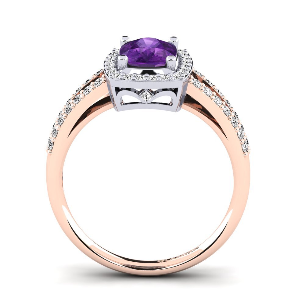 14ct Rose / White Gold Amethyst Engagement Ring Holly