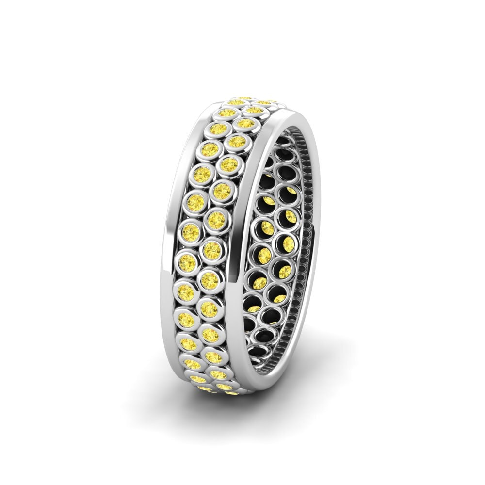 Yellow Sapphire Women's Wedding Ring Hot Charm 6.0 mm