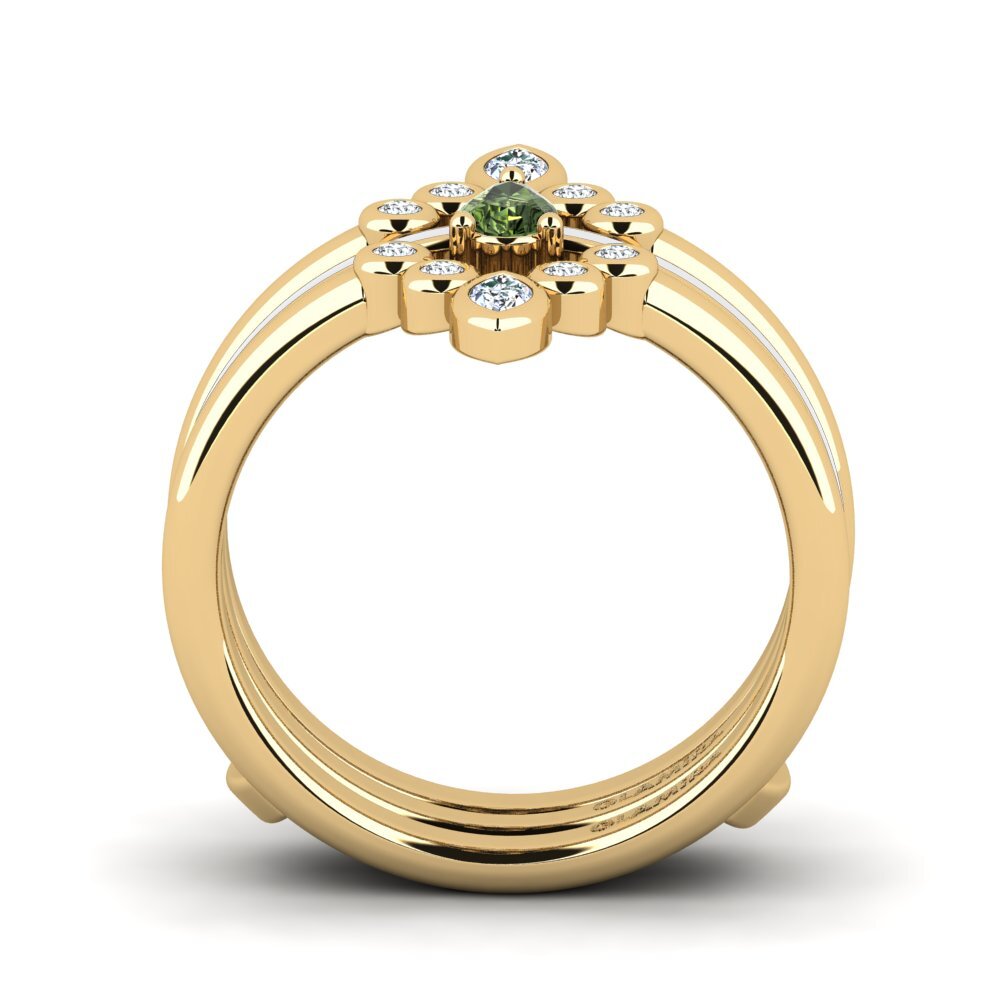 Zafiro Verde Anillo Hredd SET
