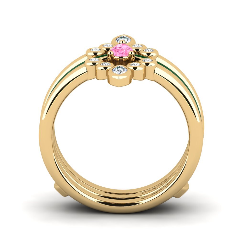 Rosa Saphir Ring Hredd SET