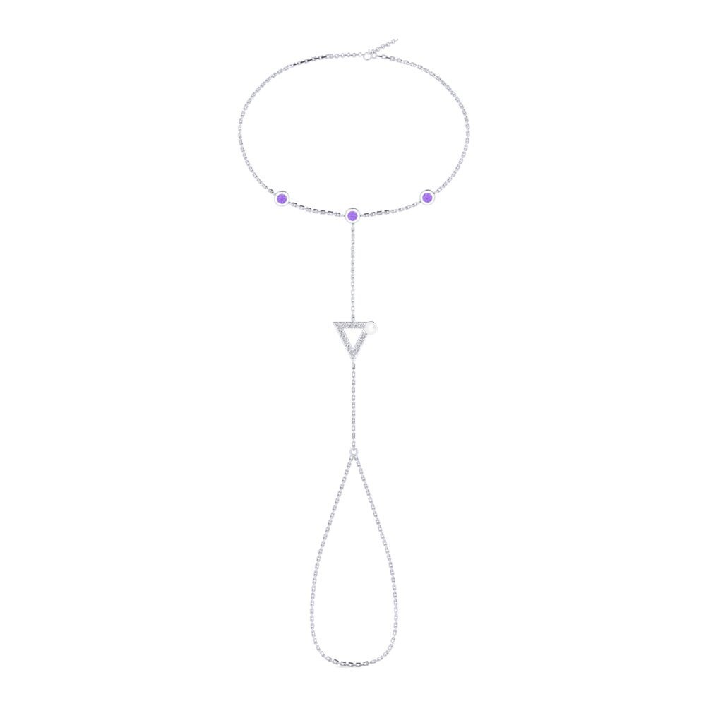 950 Platinum Amethyst Finger Bracelet Imvange