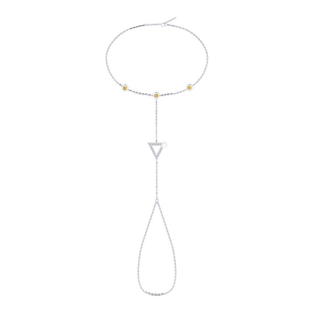 950 Platinum Yellow Diamond Finger Bracelet Imvange