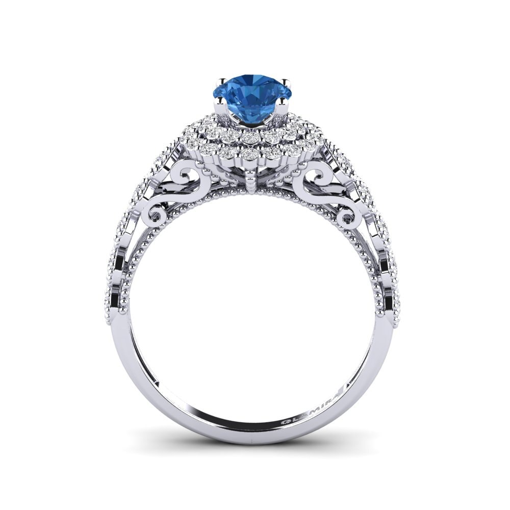Dark Blue Zirconia Engagement Ring Intrauterine