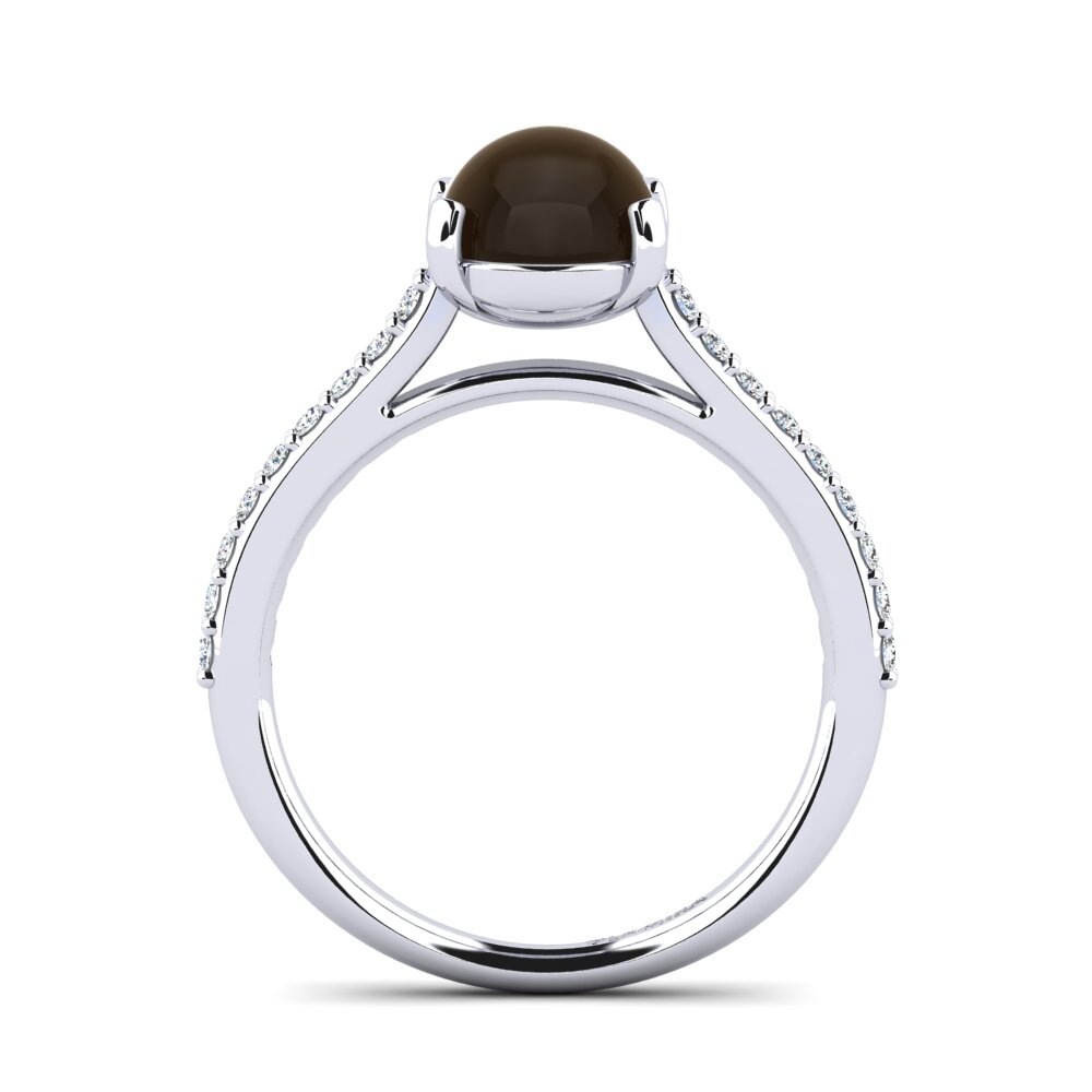 Cabochon Smoky Topaz Ring Iride