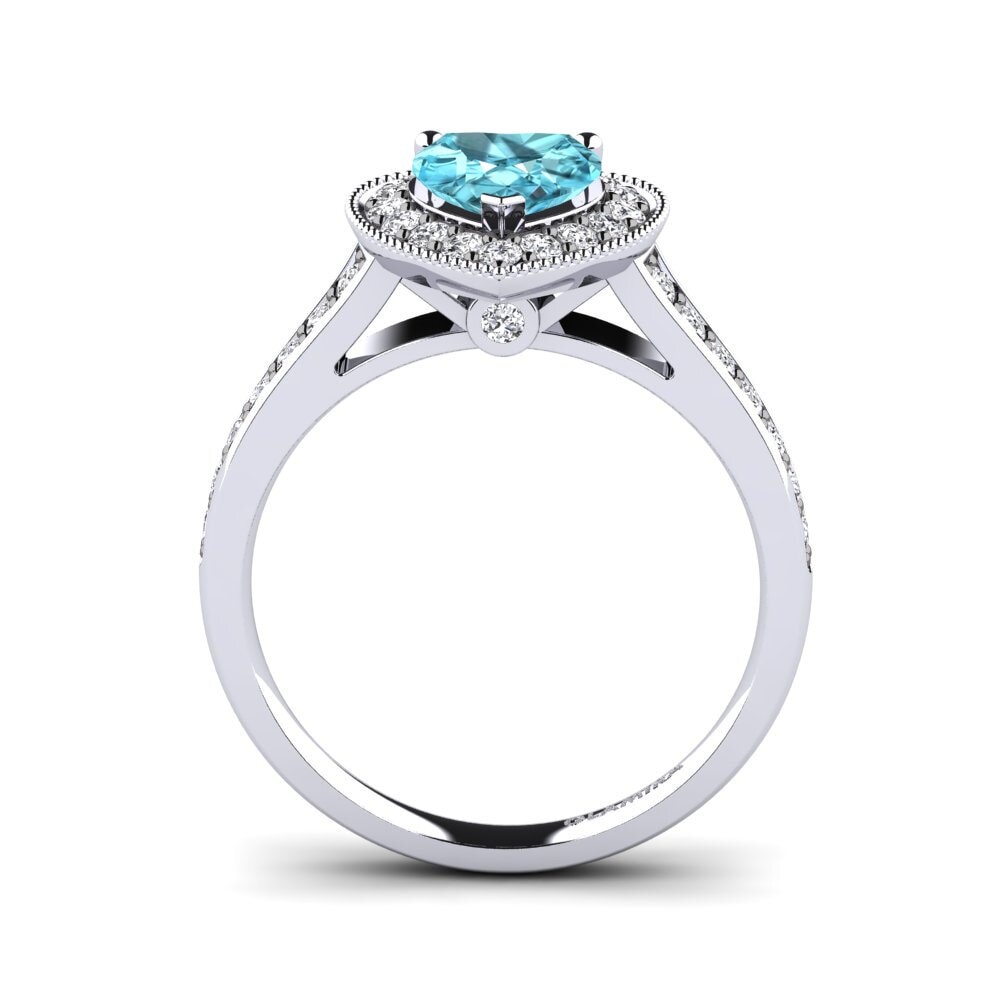 White Silver Blue Zircon Women's Ring Ivey