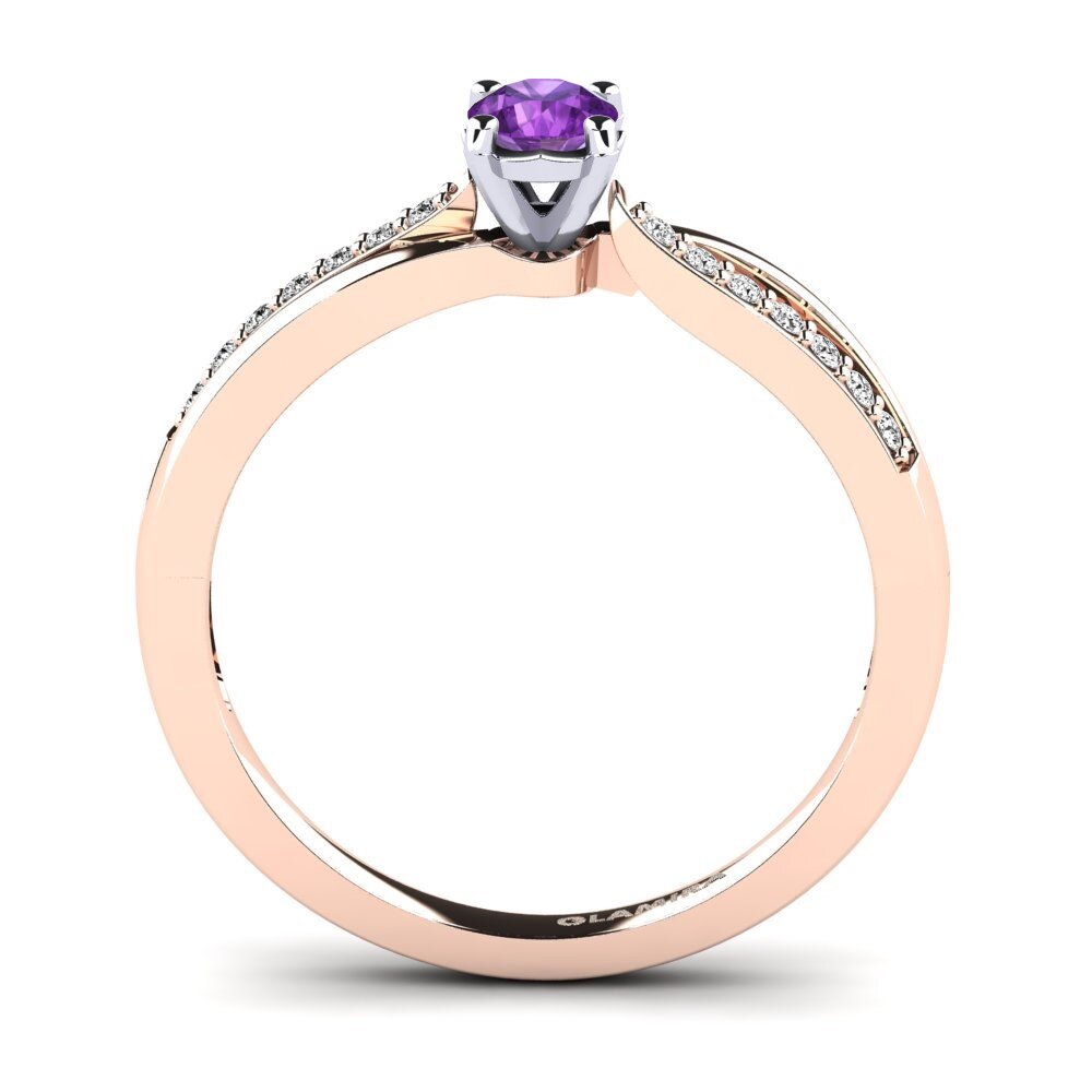 14ct Rose / White Gold Amethyst Engagement Ring Jade