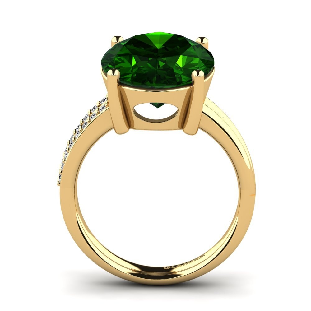 14k Oro Amarillo Turmalina verde Anillo Jadora