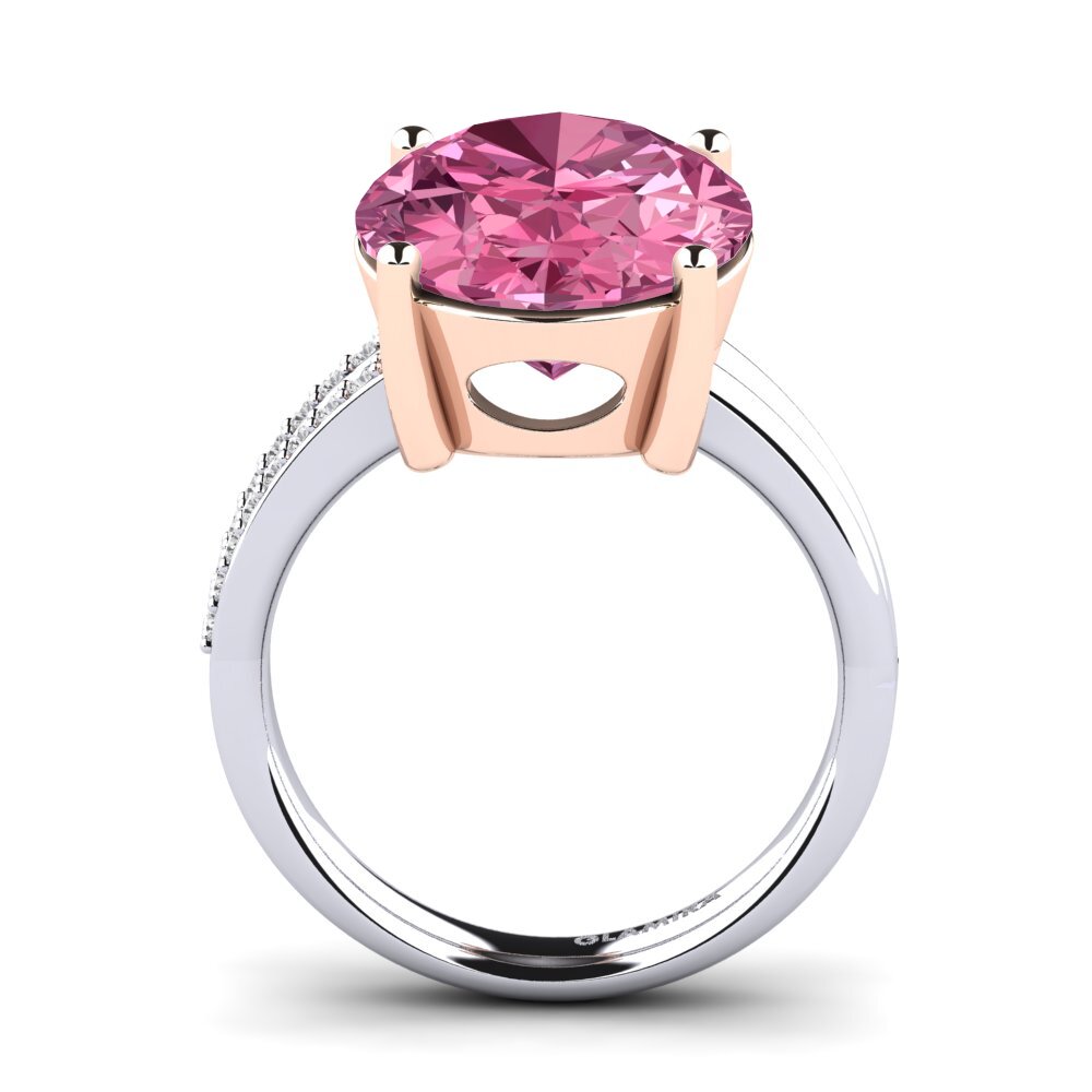 18k Oro Blanco / Rosa Anillo Jadora