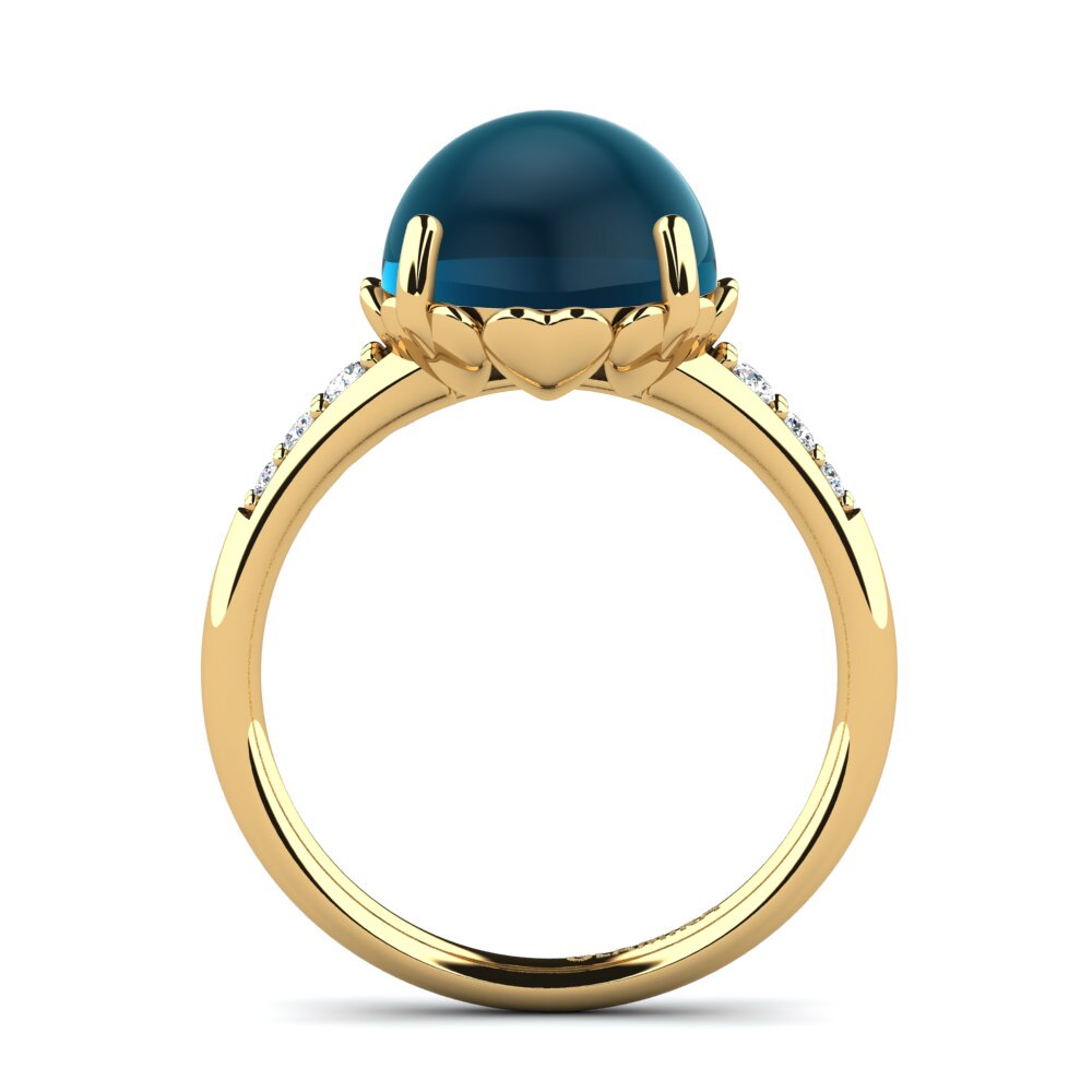 Topacio Azul Londres Cabujón Anillo Jaideth