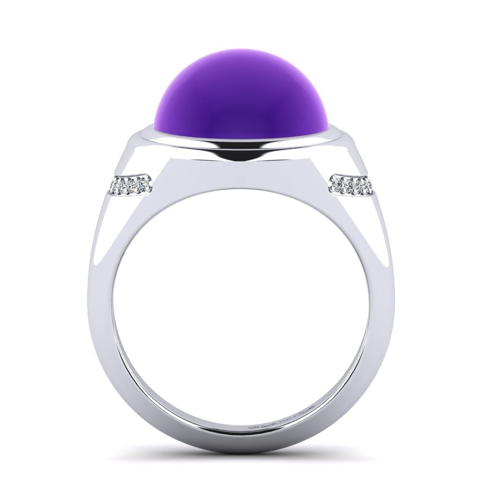Platino 950 Amatista Cabujón Anillo Jailen
