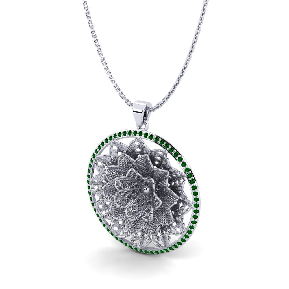 Plata 925 Circonita Verde Colgante de Mujer Jamaar