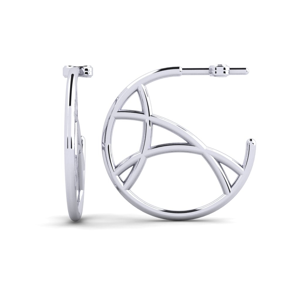 Boucles D'oreilles Or Blanc 585 0,20 Carat Diamant - Créoles Brillantes Neuf étiquettes