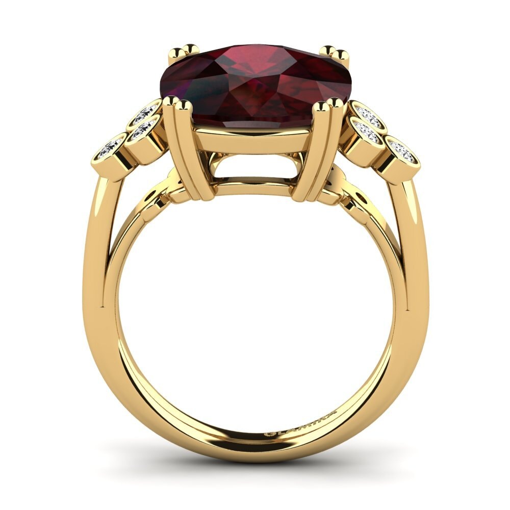 14k Oro Amarillo Granate Anillo Jaselle