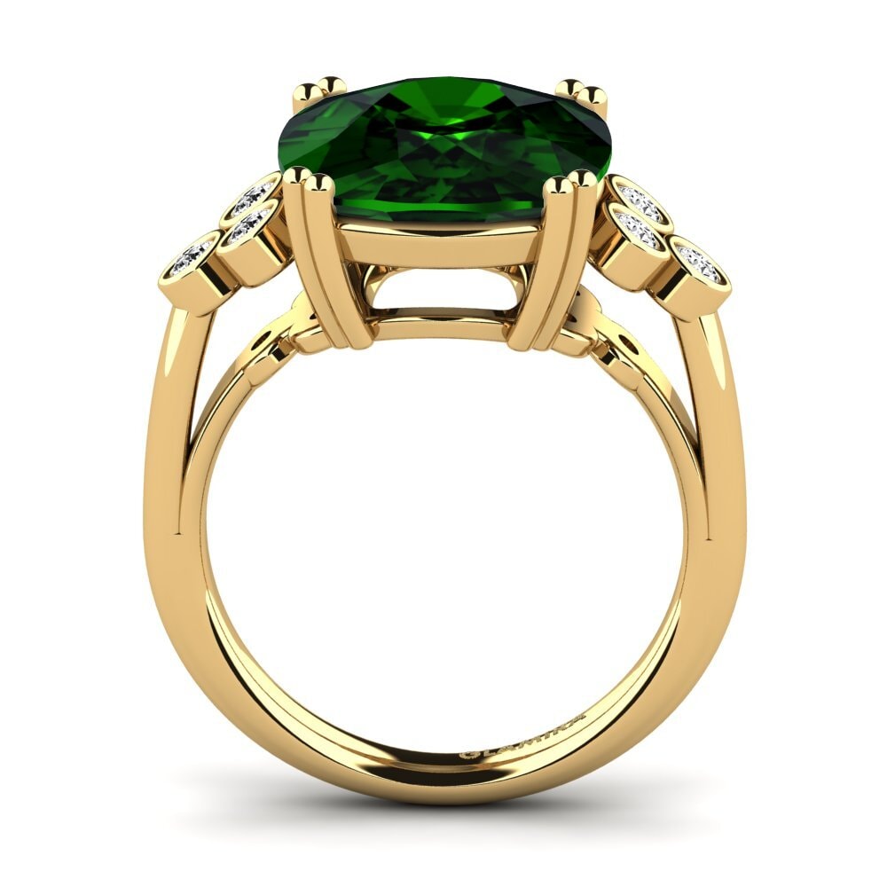 14k Oro Amarillo Turmalina verde Anillo Jaselle
