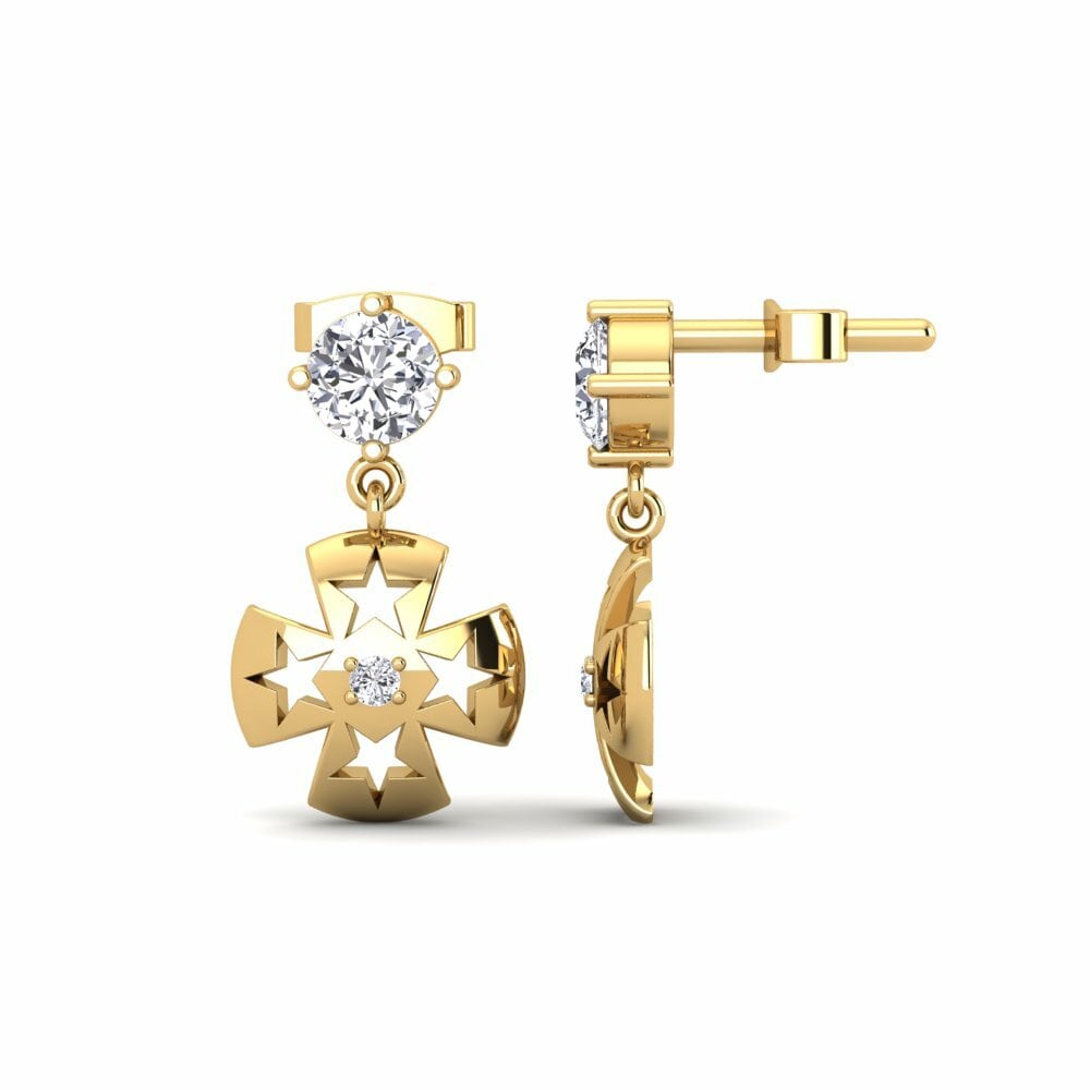 Boucles D'oreilles Pendantes En Or Jaune 18 Carats (750/°°) - Poids 2g - Occasion En Parfait état