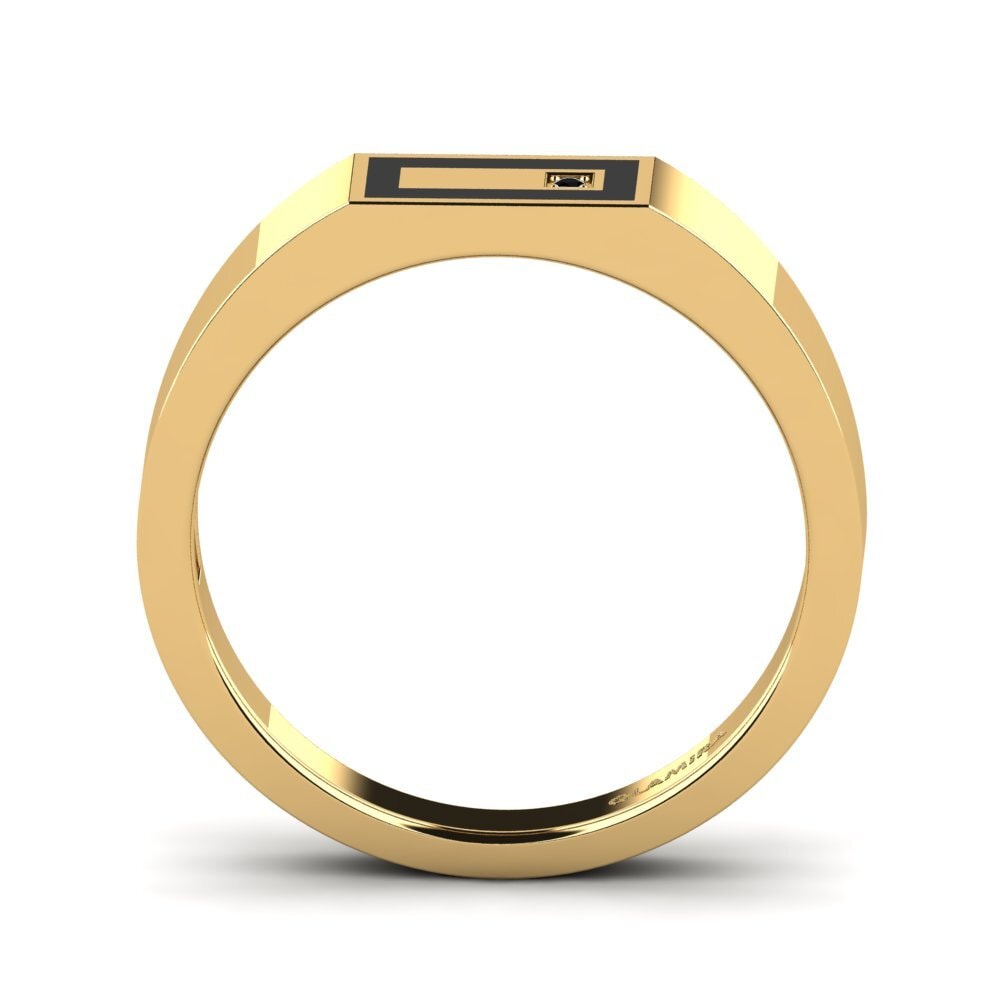 Oro Giallo 585 Onice Nero Anello da uomo Jefferson
