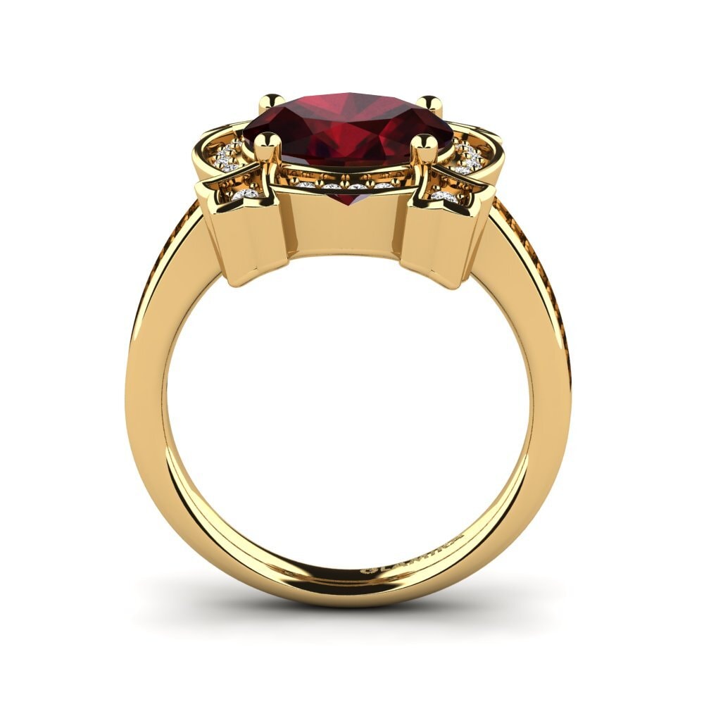 14k Oro Amarillo Granate Anillo de compromiso Jenavecia