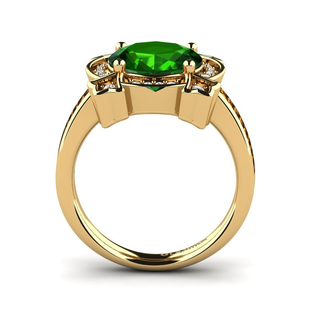 14k Oro Amarillo Turmalina verde Anillo de compromiso Jenavecia
