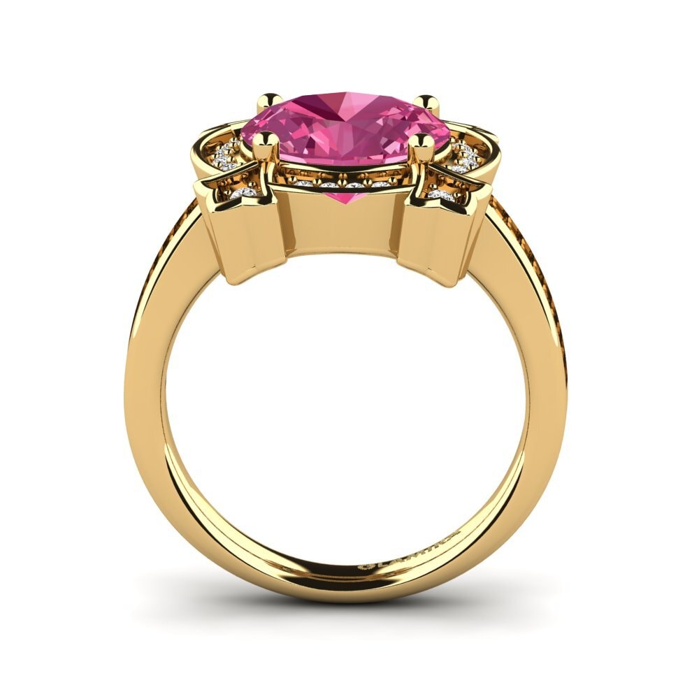 14k Oro Amarillo Turmalina rosa Anillo de compromiso Jenavecia