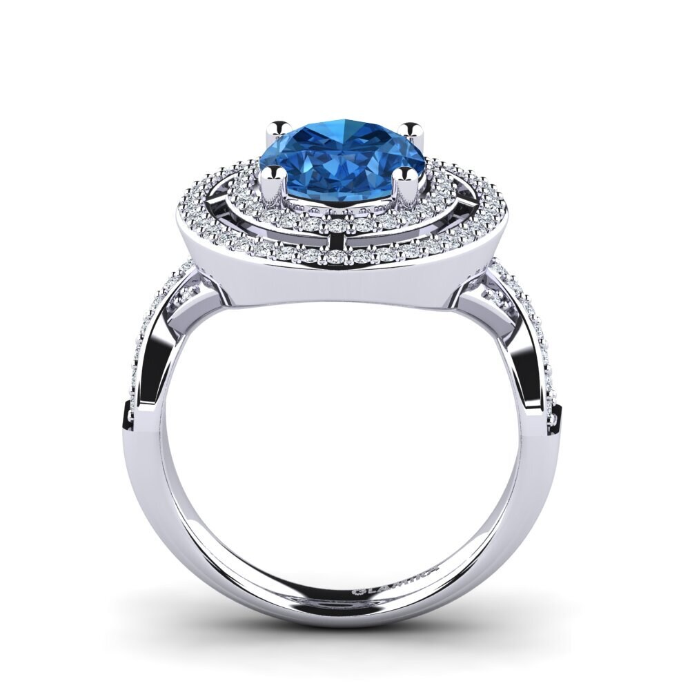 Dark Blue Zirconia Engagement Ring Jendaya