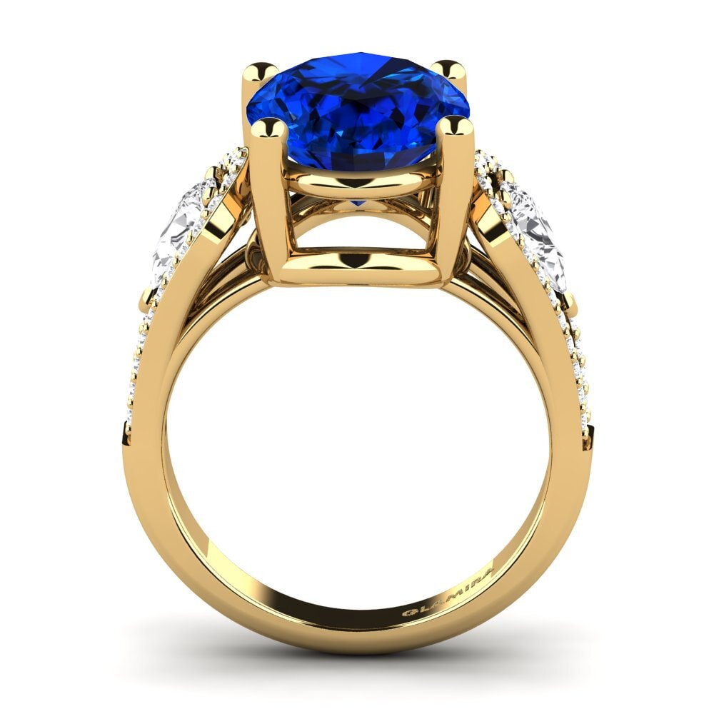 14k Oro Amarillo Safiro (Creado en Laboratorio) Anillo Jensina