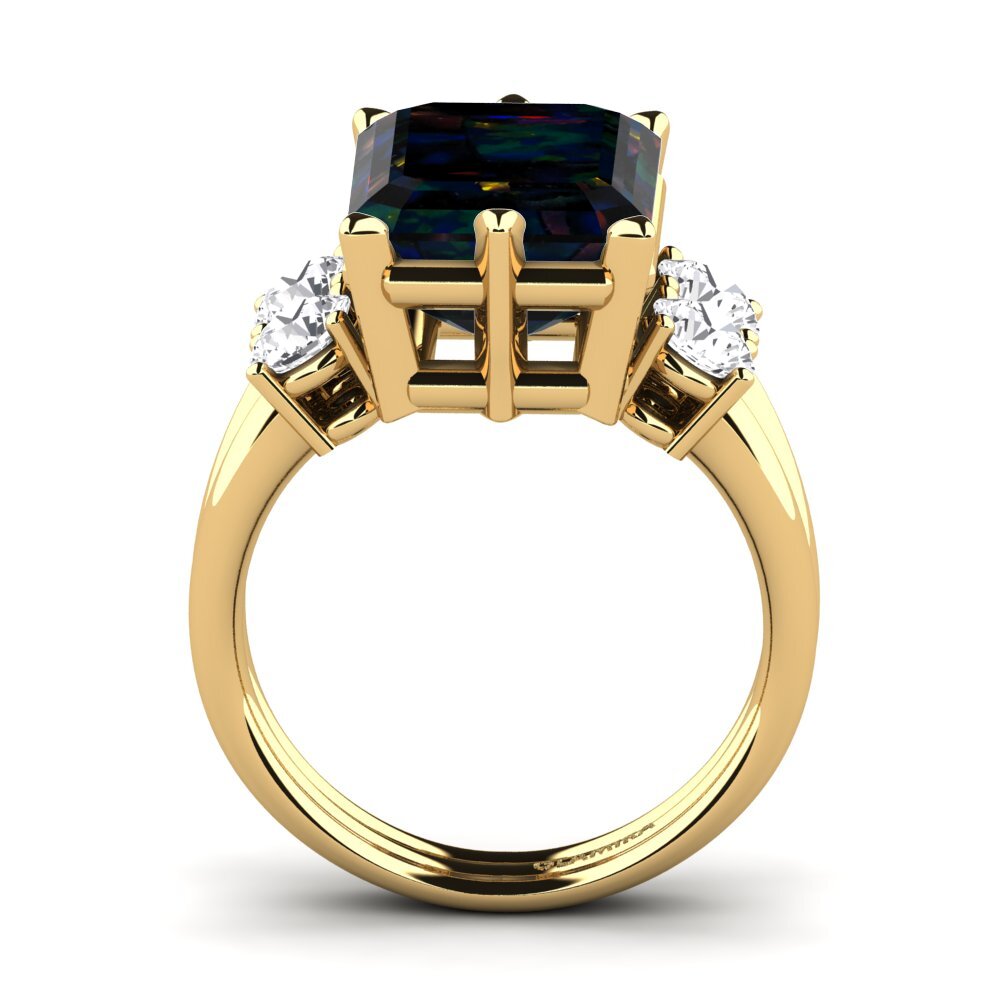 9ct Yellow Gold Black Opal Ring Jensine
