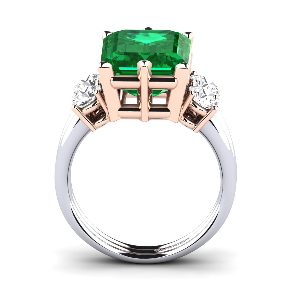 18ct White & Rose Gold Emerald (Lab Created) Ring Jensine