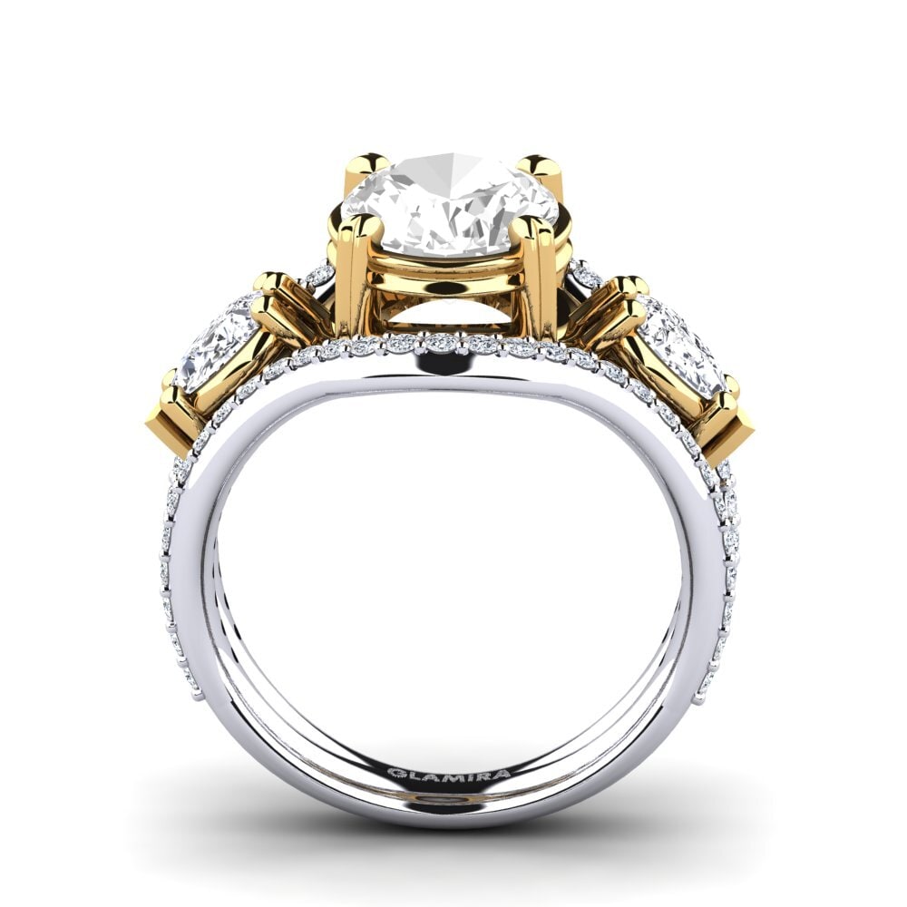 14ct White / Yellow Gold White Topaz Engagement Ring Jescolyn