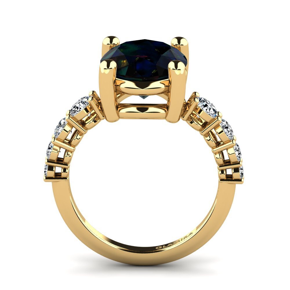 9ct Yellow Gold Black Opal Ring Jeylianis