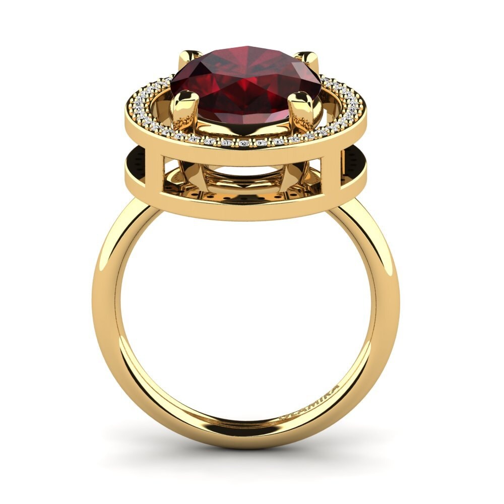 14k Oro Amarillo Granate Anillo Jhamilet