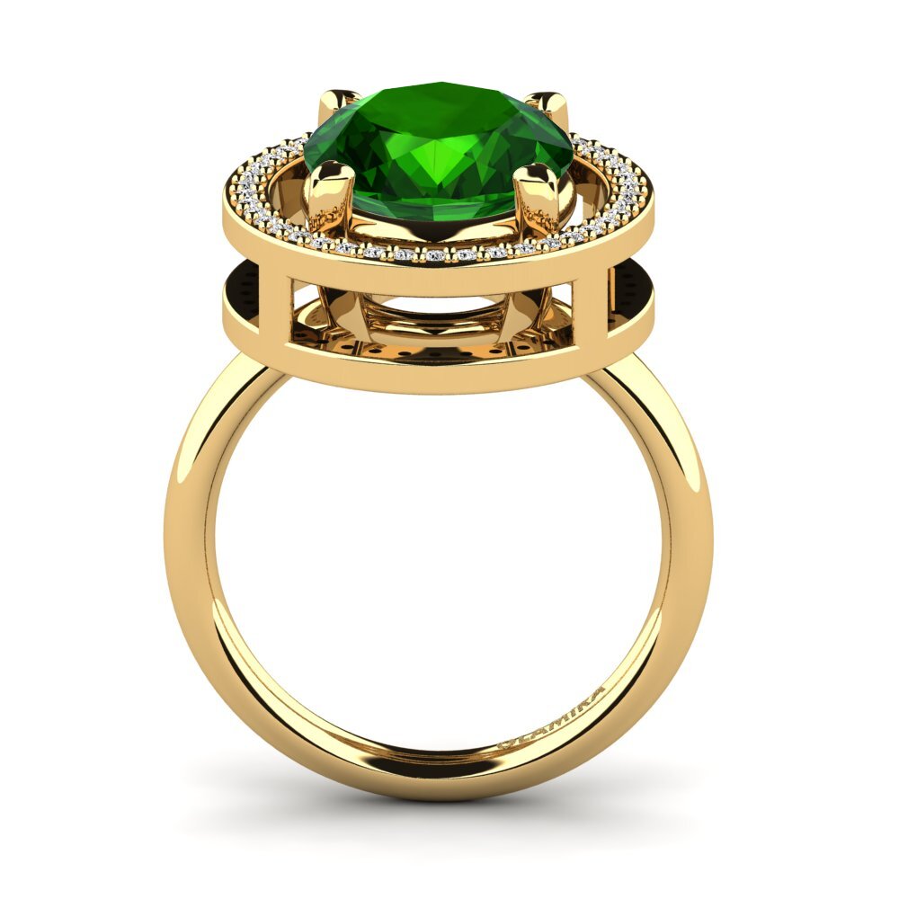 14k Oro Amarillo Turmalina verde Anillo Jhamilet