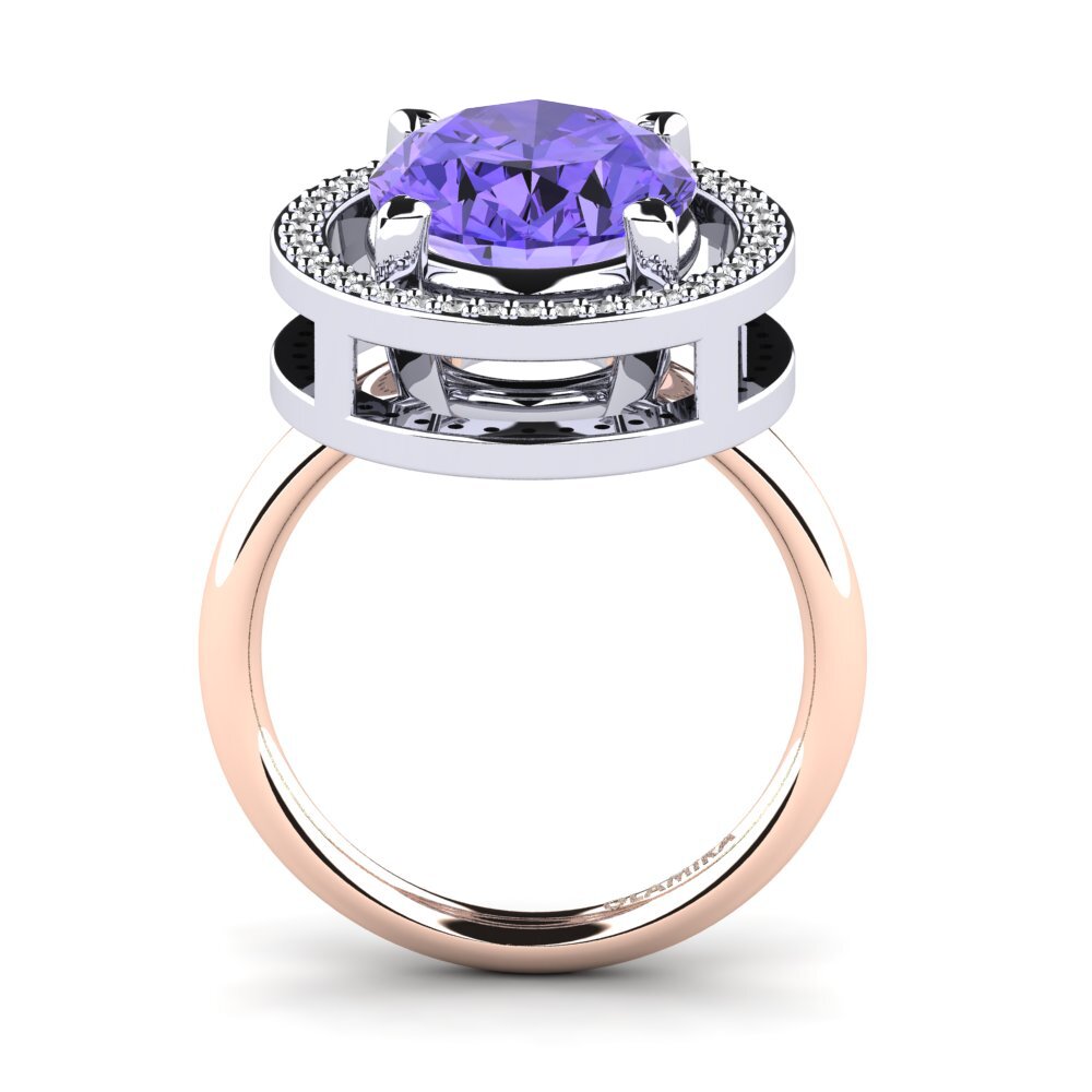 18k Oro Blanco / Rosa Anillo Jhamilet