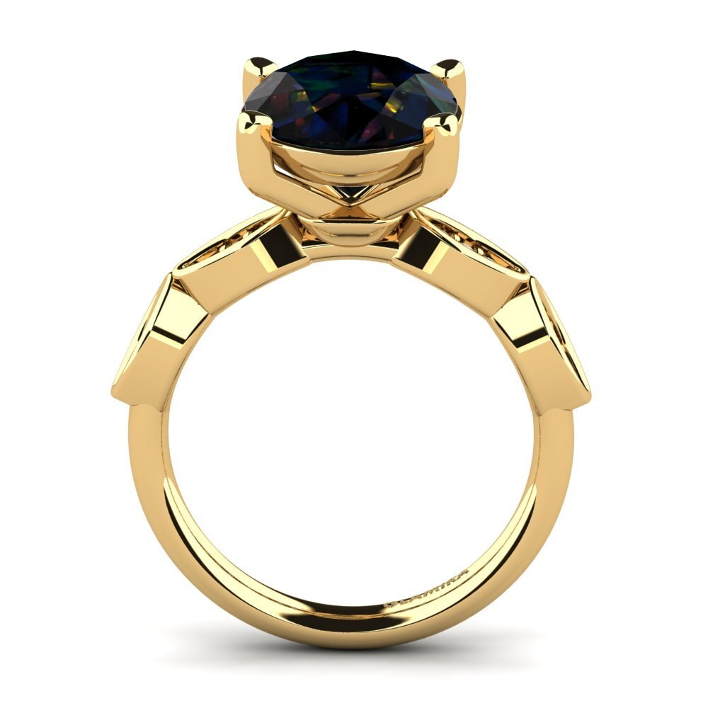 9ct Yellow Gold Black Opal Ring Jidenna