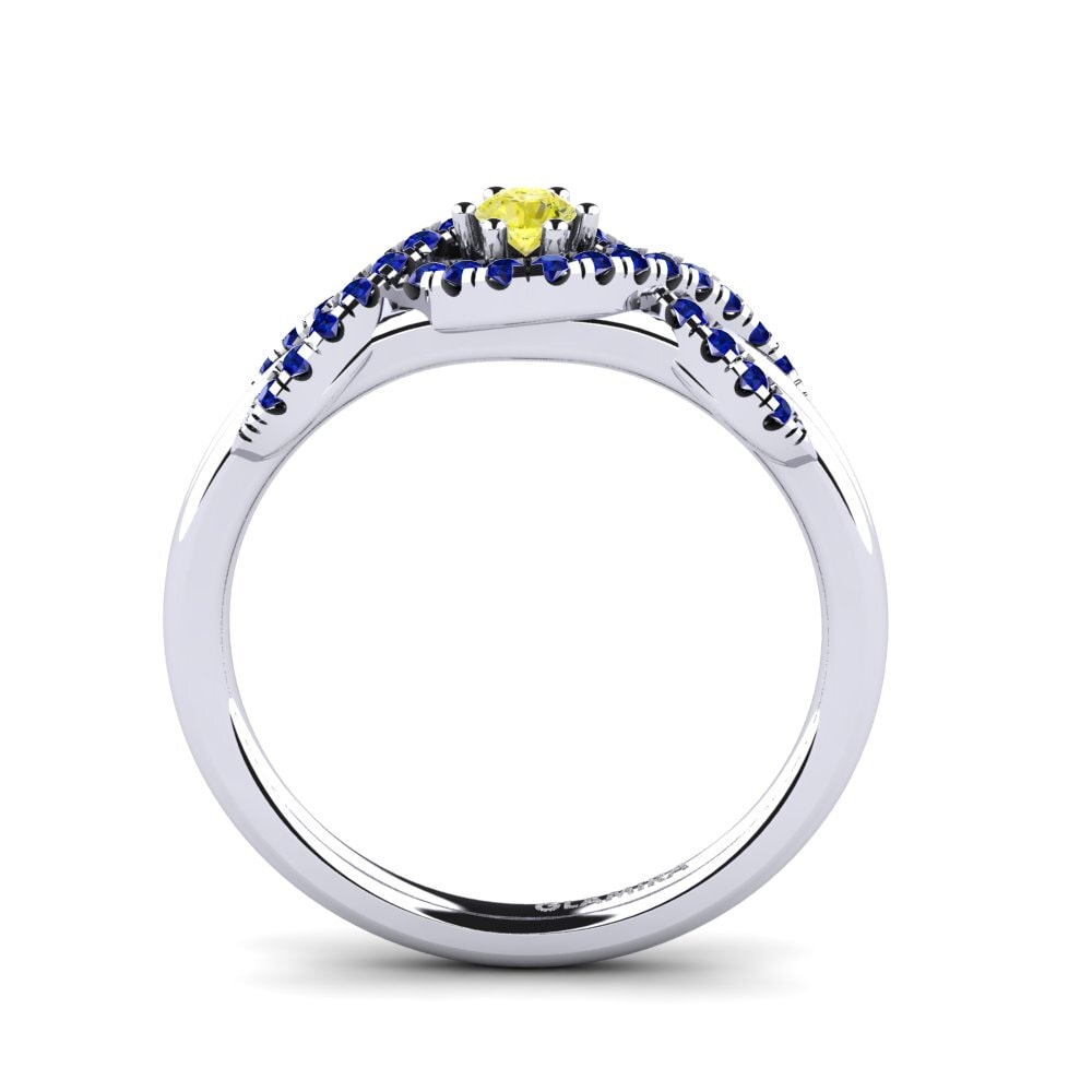 White Silver Yellow Diamond Engagement Ring Jilessa 0.1 crt