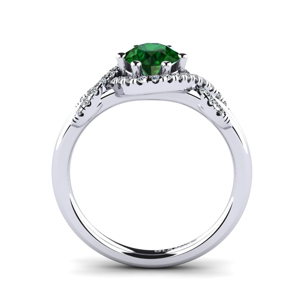 White Silver Tsavorite Engagement Ring Jilessa 0.8 crt