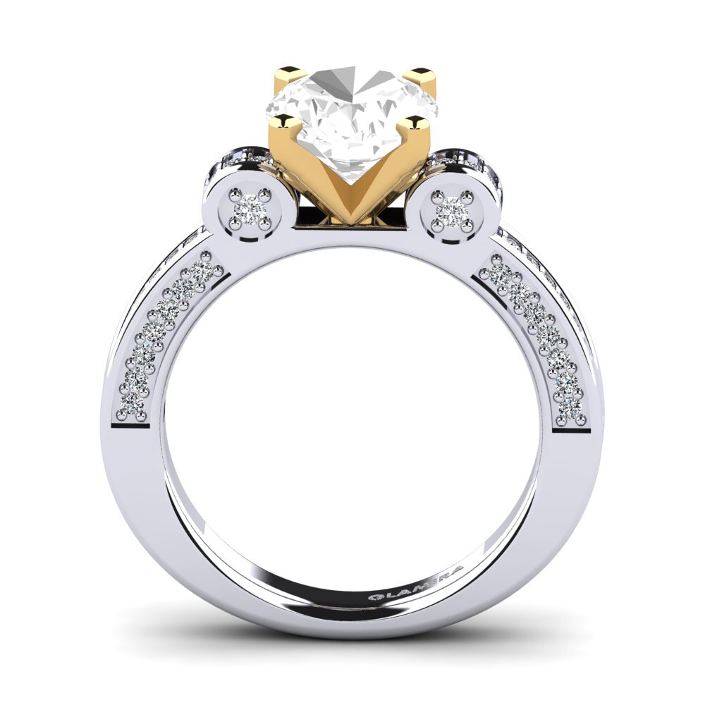 14ct White / Yellow Gold White Topaz Engagement Ring Jimalee