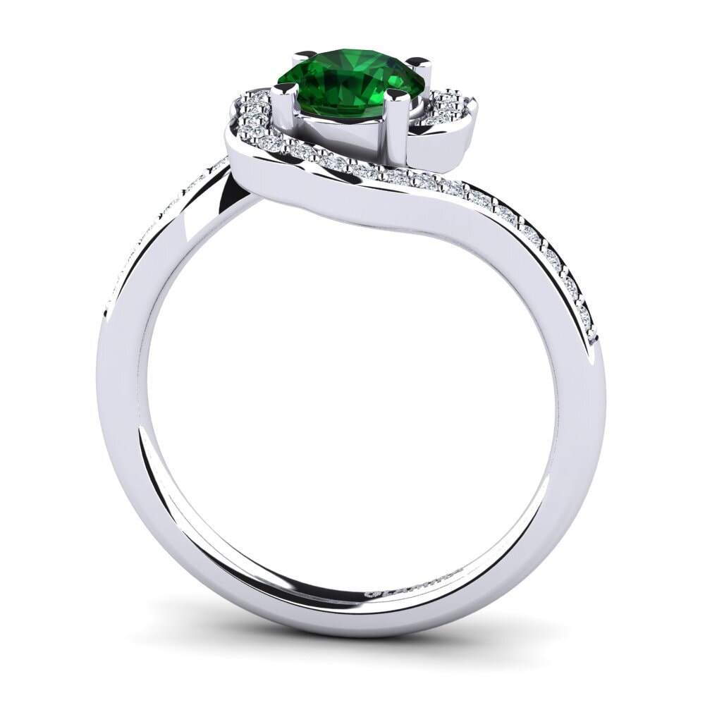 White Silver Tsavorite Engagement Ring Jocelyn 0.8 crt