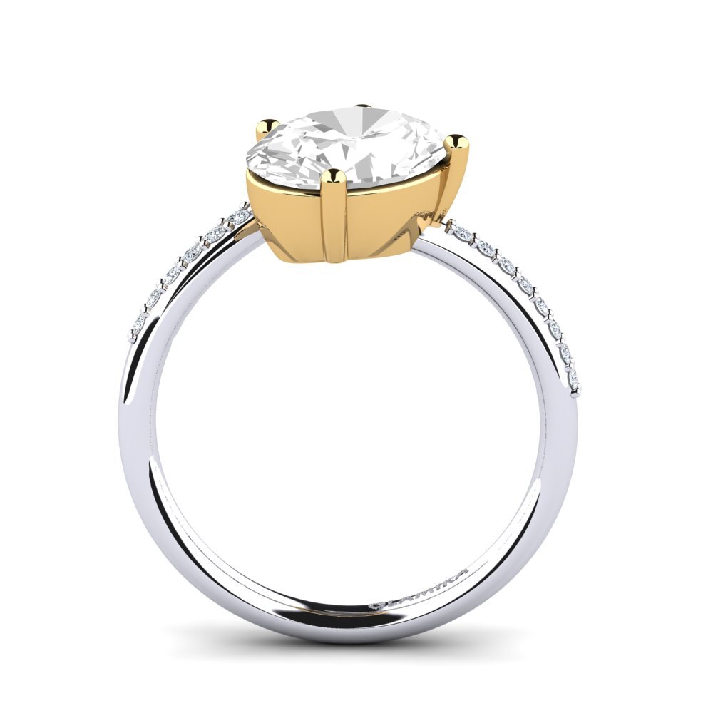 14ct White / Yellow Gold White Topaz Engagement Ring Jolaina