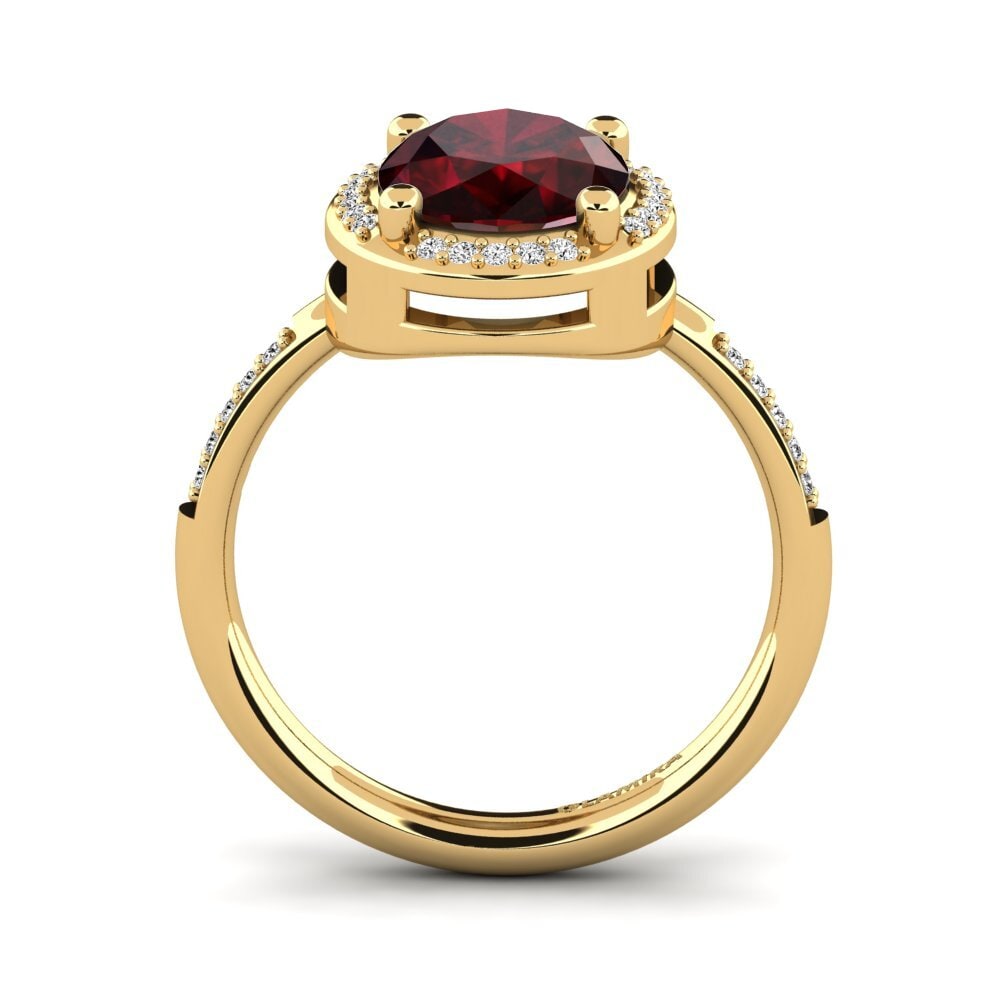 14k Oro Amarillo Granate Anillo de compromiso Jolecia