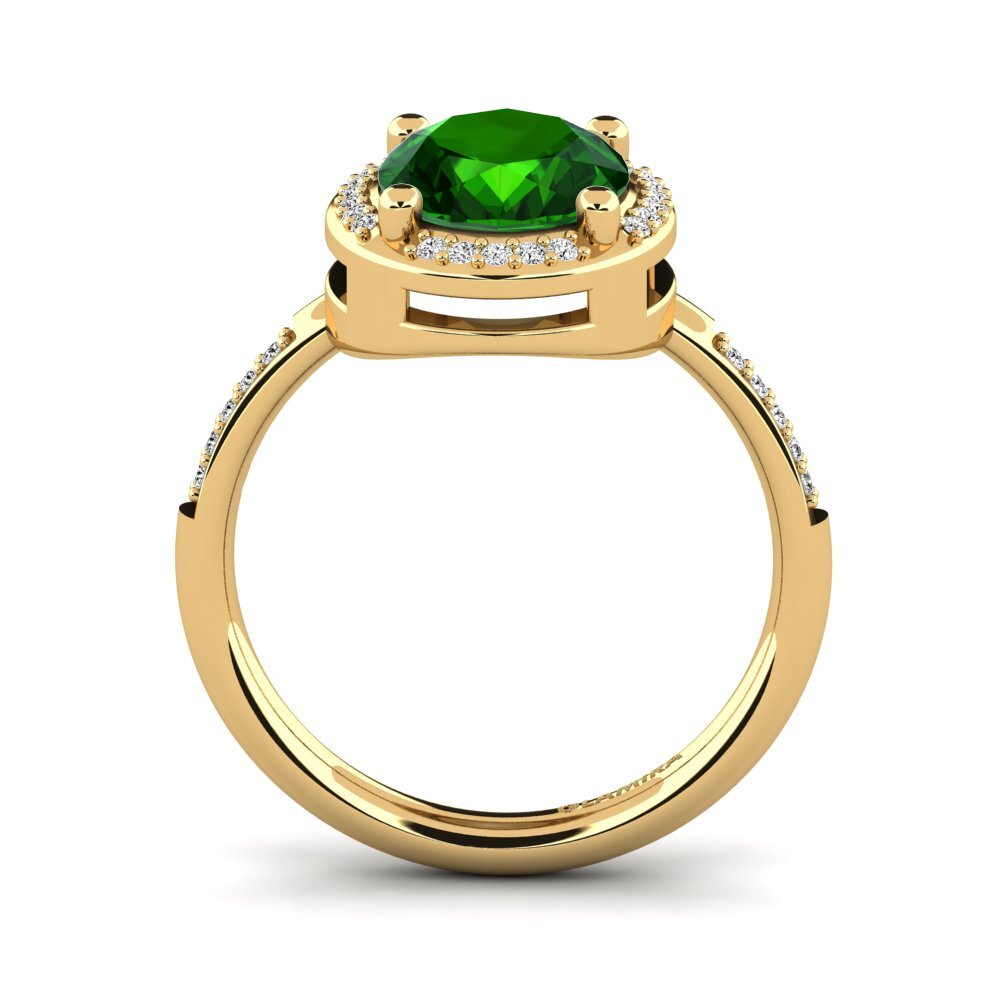 14k Oro Amarillo Turmalina verde Anillo de compromiso Jolecia